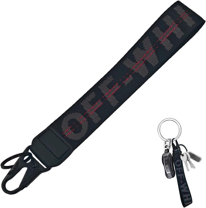 MJYFDAC Fashionable Car Key Chain, Fabric Wrist Strap With Key Ring, Can Be Used To Hang Car Keys, Wallets, Jeans Decorations, Key Chain Accessories (Black) - Image 1